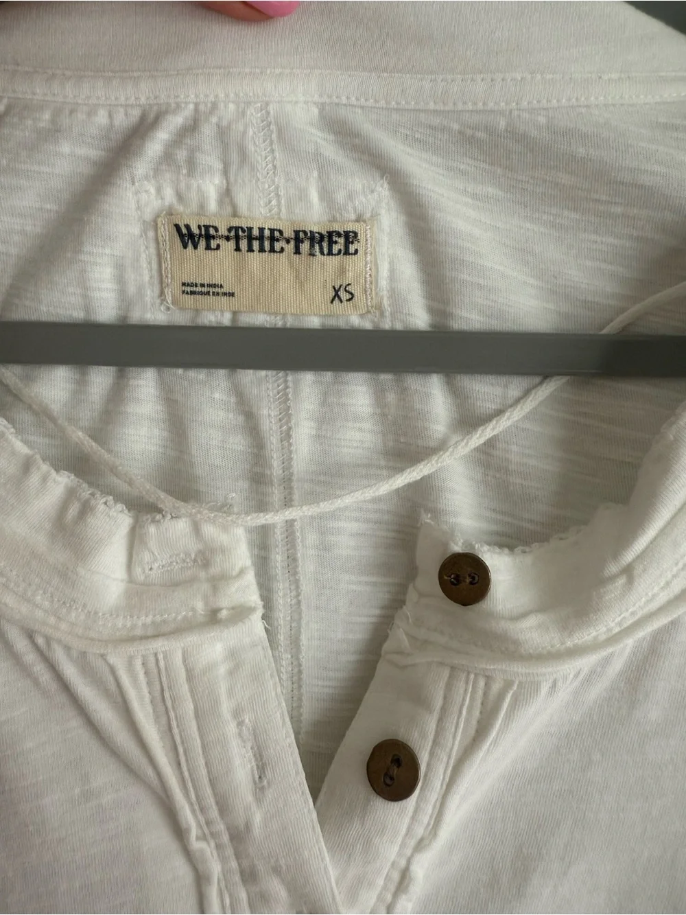 Free People Our Song White Long Sleeve Henley with Lace Elbow Panels NEW
